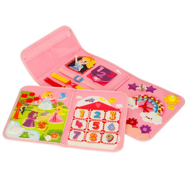 Sensorinė veiklos kuprinė montessori pink 5