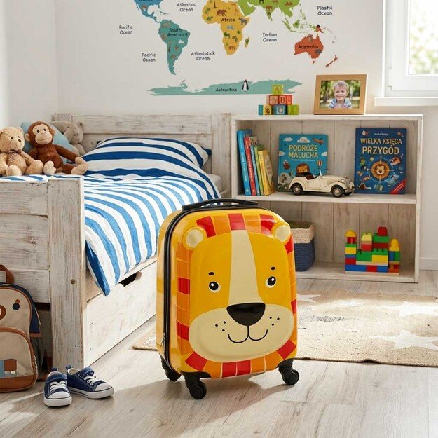 Vaiki&scaron;kas kelioninis lagaminas ant ratukų liūtas