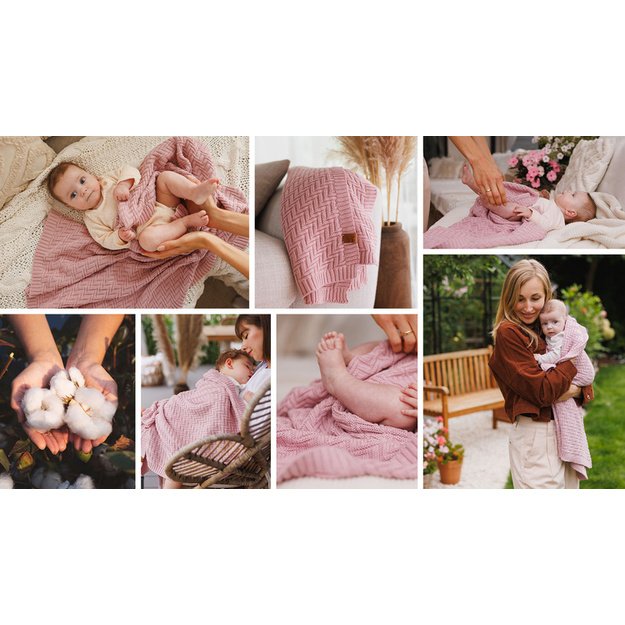 1647/01 KNITTED COTTON BLANKET PINK 2