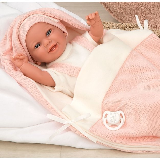 Arias doll with a blanket, pink, 35 cm