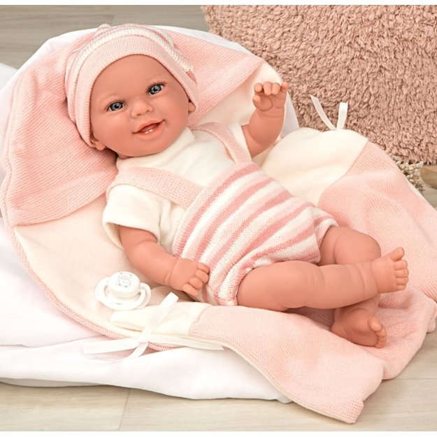 Arias doll with a blanket, pink, 35 cm