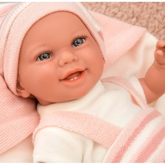 Arias doll with a blanket, pink, 35 cm