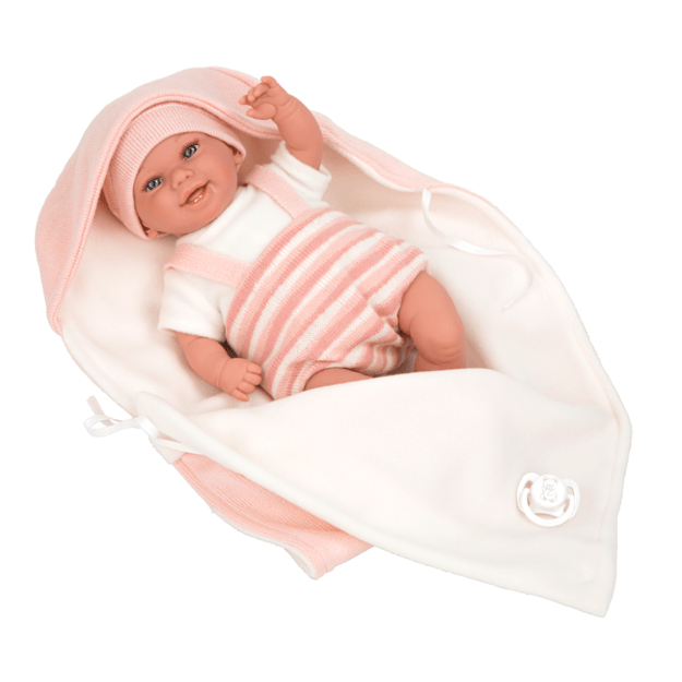 Arias doll with a blanket, pink, 35 cm