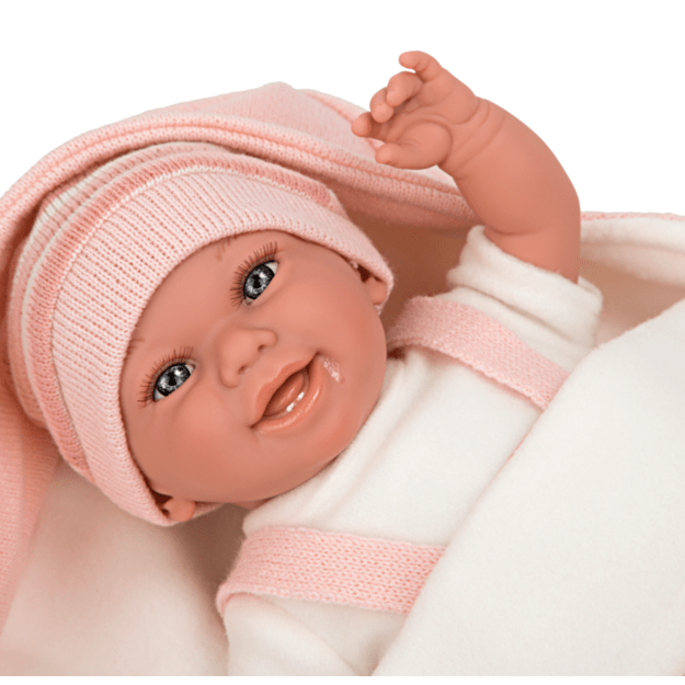 Arias doll with a blanket, pink, 35 cm