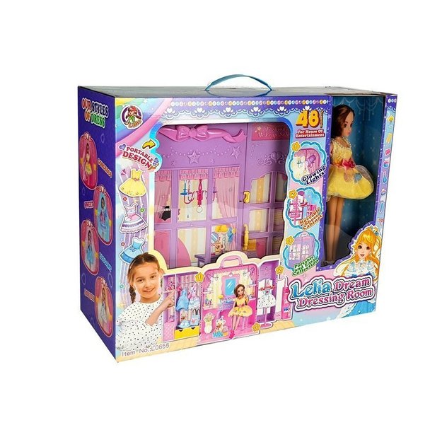 Dressing Room with Light and Mirror. 26 cm Doll. Clothes Set. Accessories 7