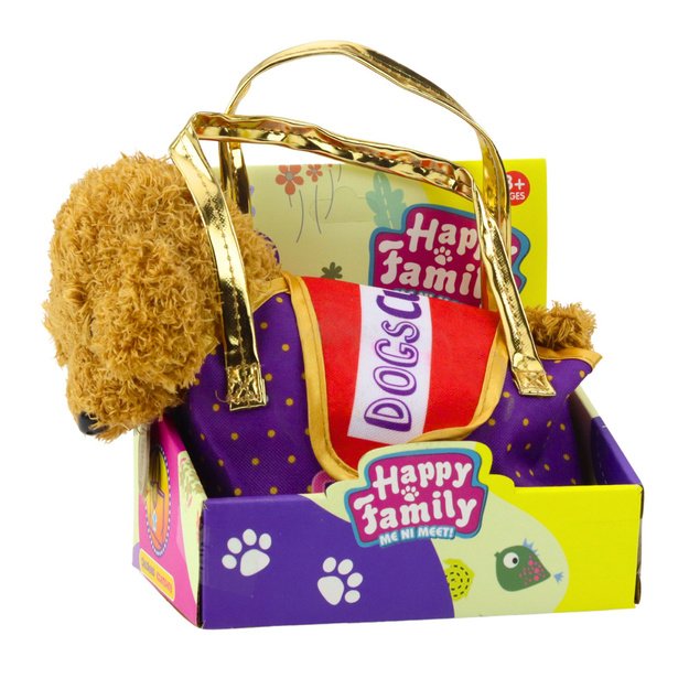 Poodle Dog in Velcro Bag, Soft Toy, Light Brown 3