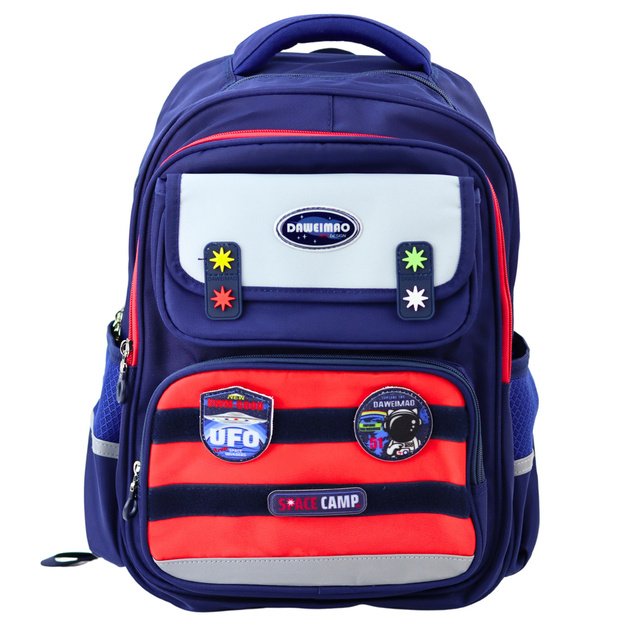 Children s School Backpack Chest Strap Navy Blue Red Space 20L 38cm