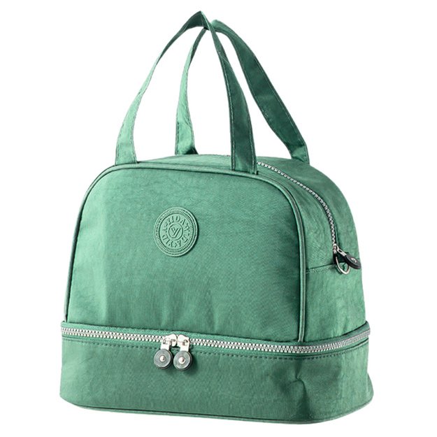Thermal Insulating Breakfast Bag with Adjustable Strap Green 27cm 1