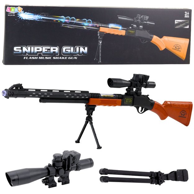 Toy Sniper Rifle AK-528 Sight Tripod Lights Sounds