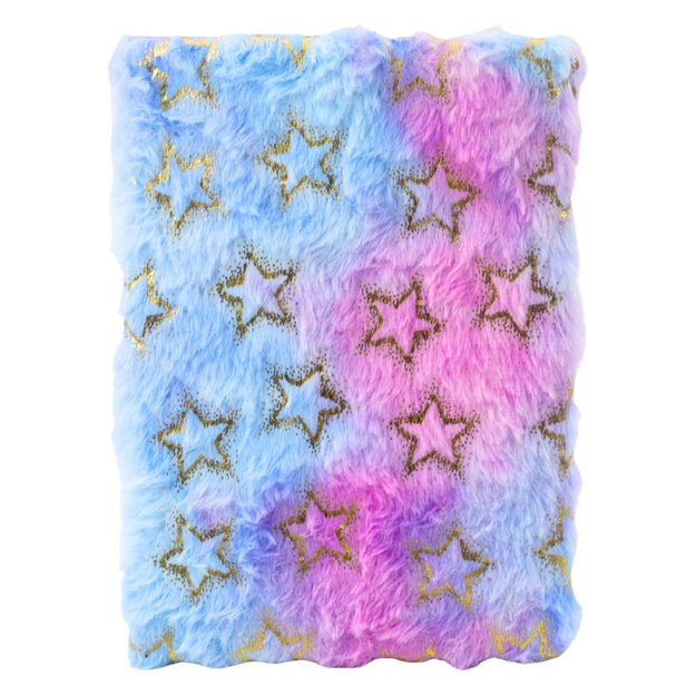 PLIUŠINĖ UŽRAŠŲ KNYGUTĖ – AUKSINĖS ŽVAIGŽDĖS, PASTELINIS, A5, 80 PUSLAPIŲ 2