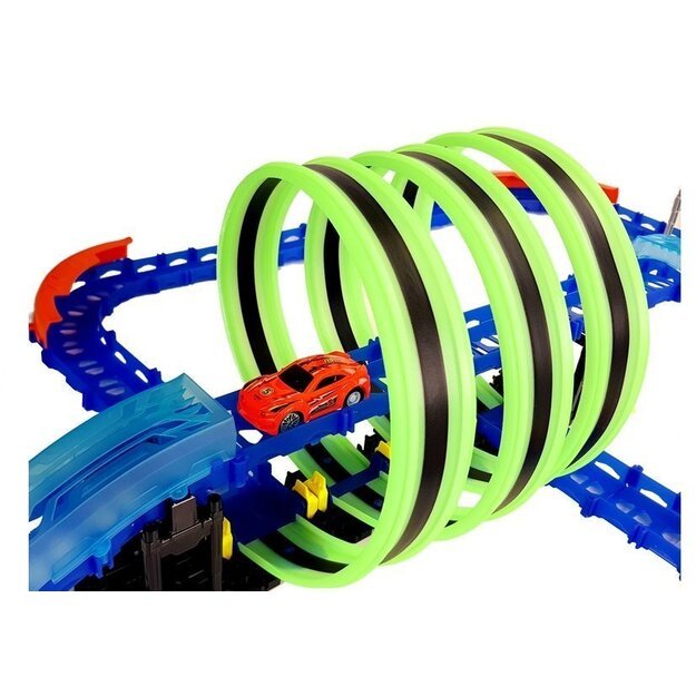 Racing Track Glowing in the Dark with Loops and Remote-Controlled Car