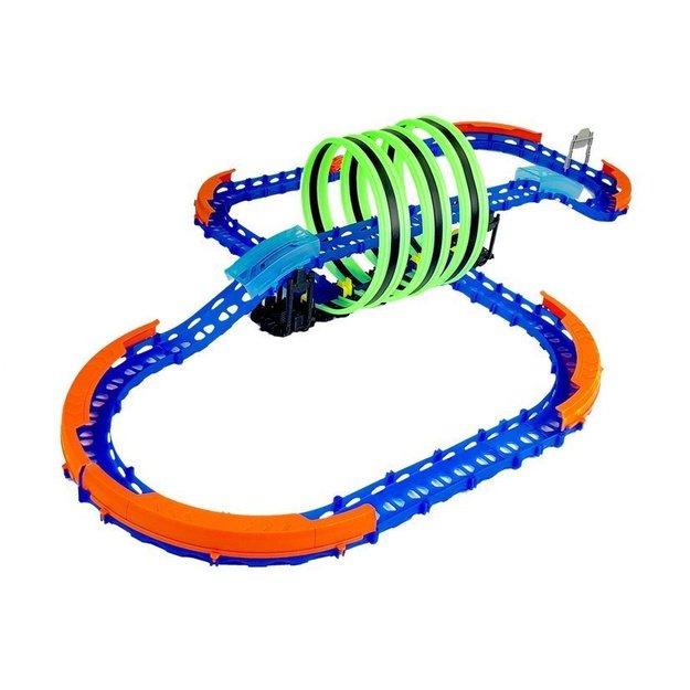 Racing Track Glowing in the Dark with Loops and Remote-Controlled Car