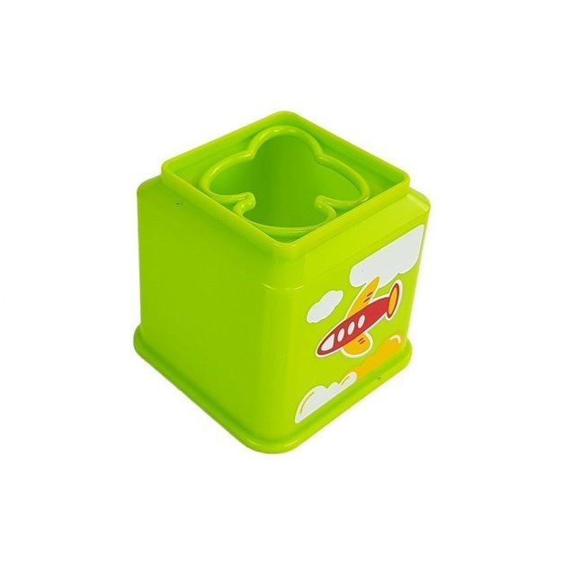 Puodelių piramidė Kvadratas su transporto priemonių paveikslėliais Kūdikių rūšiuotuvas 3