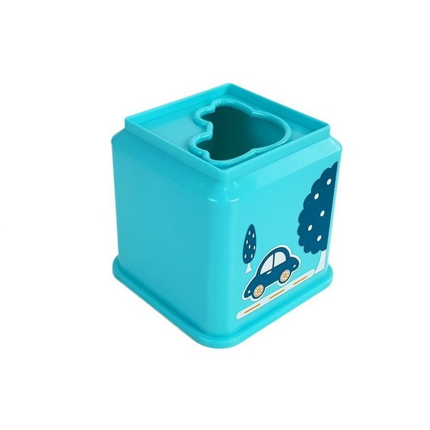 Puodelių piramidė Kvadratas su transporto priemonių paveikslėliais Kūdikių rūšiuotuvas 4