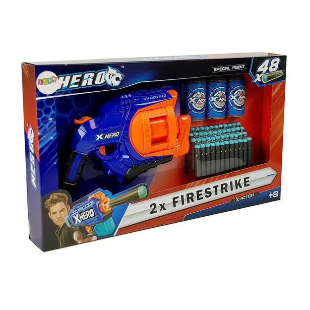 Pistol Foam Cartridge 48 rounds Rotating Magazine Blue and Orange
