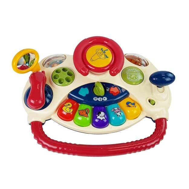 3-in-1 interaktyvus vaikiškas vežimėlis kūdikio vairas Garsas Melodijos Gyvūnai 7