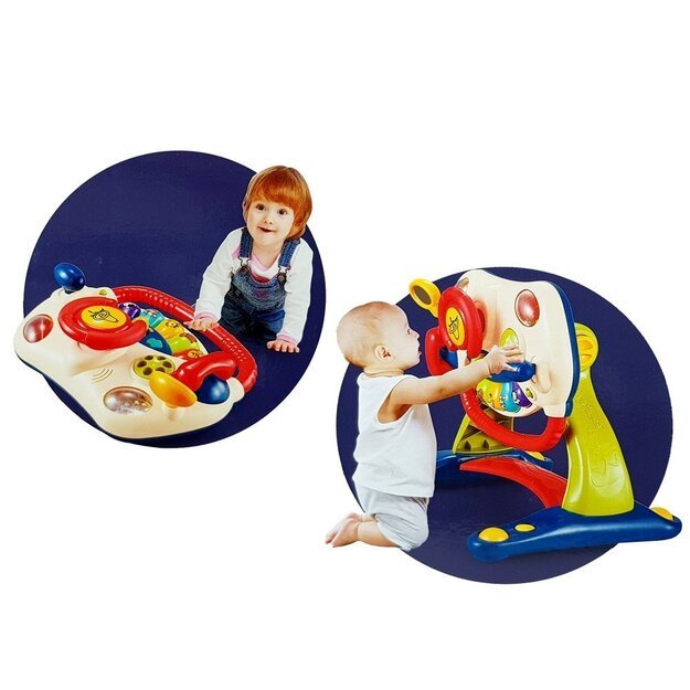 3-in-1 interaktyvus vaikiškas vežimėlis kūdikio vairas Garsas Melodijos Gyvūnai 8