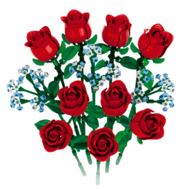 Construction Blocks Flower Bouquet Red Roses 649 pcs. 1