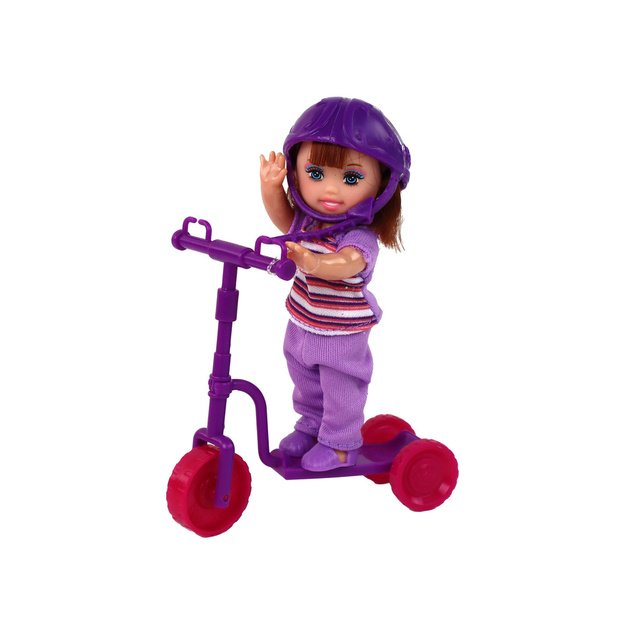 Lucy Doll Set Pink Scooter Skateboard šalmai 5