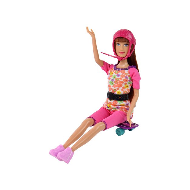 Lucy Doll Set Pink Scooter Skateboard šalmai 3