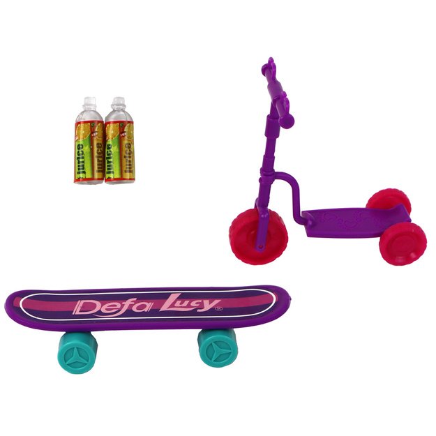 Lucy Doll Set Pink Scooter Skateboard šalmai 6