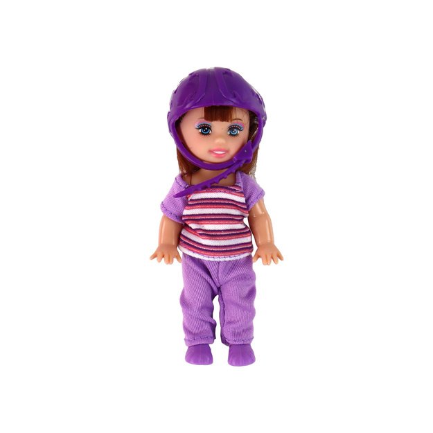 Lucy Doll Set Pink Scooter Skateboard šalmai 8