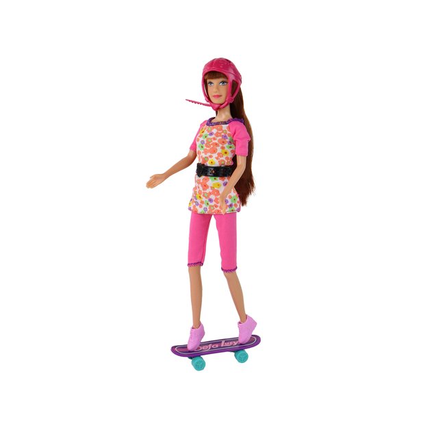 Lucy Doll Set Pink Scooter Skateboard šalmai 13