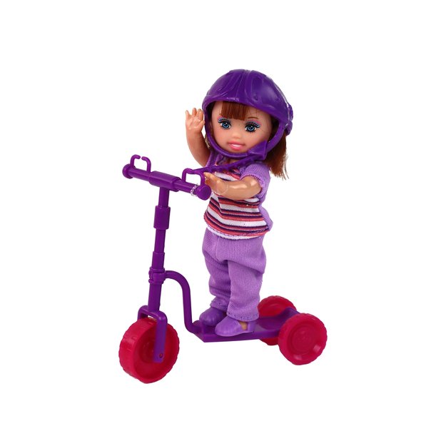 Lucy Doll Set Pink Scooter Skateboard šalmai 11