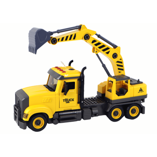 Crane Truck for Unscrewing and Turning Yellow