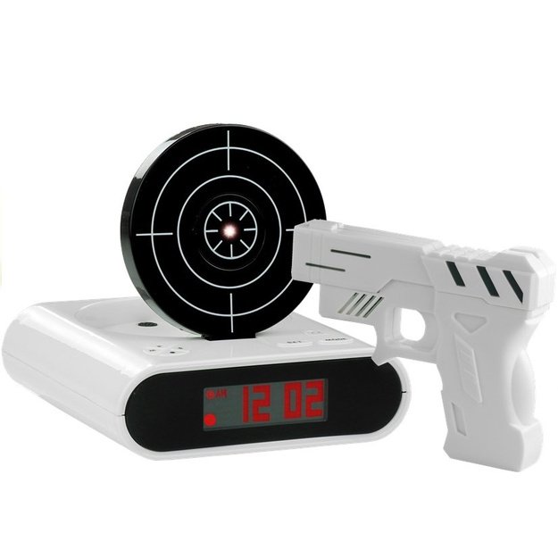 Gun Alarm Clock with Laser Pistol White 3