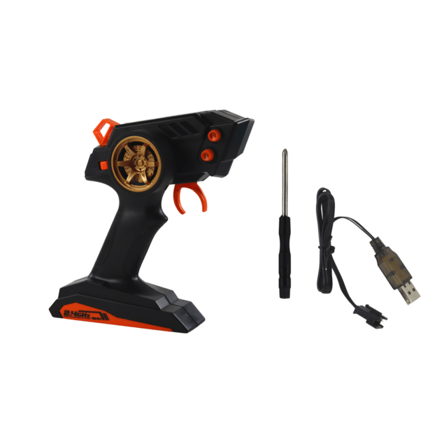 Didelis nuotoliniu būdu valdomas sportinis automobilis 1:10 turkio ir juodos spalvos