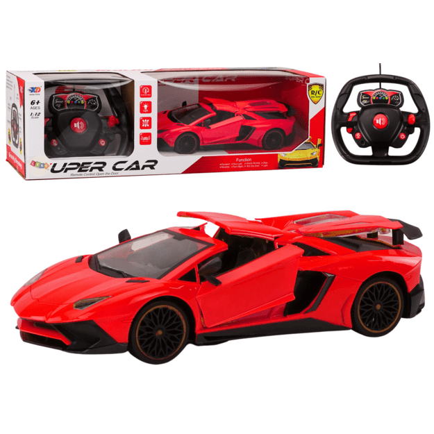 RC sportinis automobilis 1:12 atidaromos durys raudonos spalvos