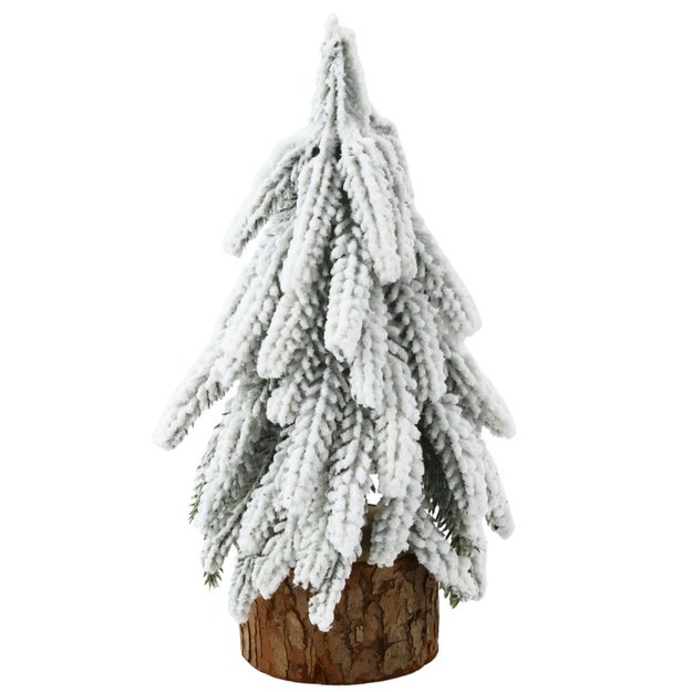 Decorative Artificial Christmas Tree on a Trunk Covered with Snow 30 x 10 cm 9
