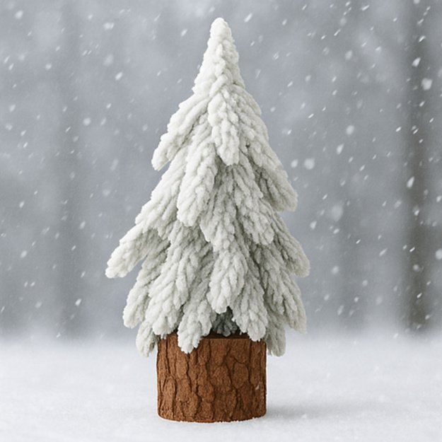 Decorative Artificial Christmas Tree on a Trunk Covered with Snow 30 x 10 cm 4