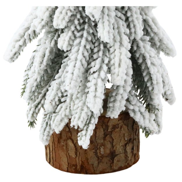 Decorative Artificial Christmas Tree on a Trunk Covered with Snow 30 x 10 cm 11