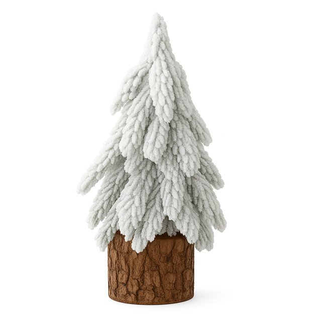 Decorative Artificial Christmas Tree on a Trunk Covered with Snow 30 x 10 cm 1