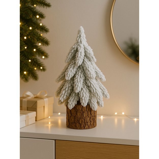 Decorative Artificial Christmas Tree on a Trunk Covered with Snow 30 x 10 cm 7