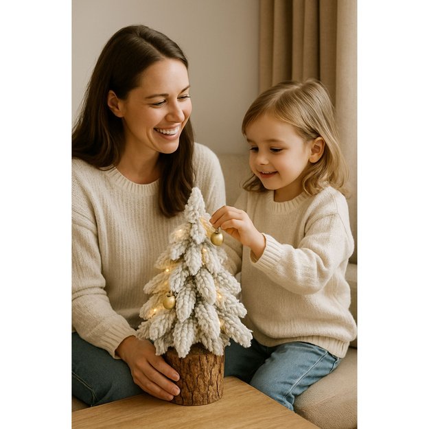 Decorative Artificial Christmas Tree on a Trunk Covered with Snow 30 x 10 cm 8