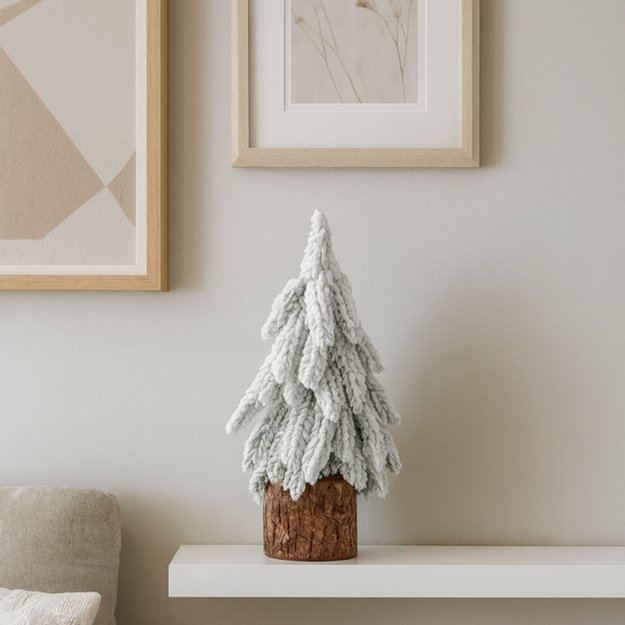 Decorative Artificial Christmas Tree on a Trunk Covered with Snow 30 x 10 cm 6