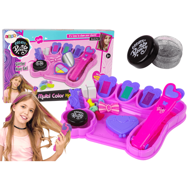 Chalk for painting hair, colorful highlights, straightener, accessories