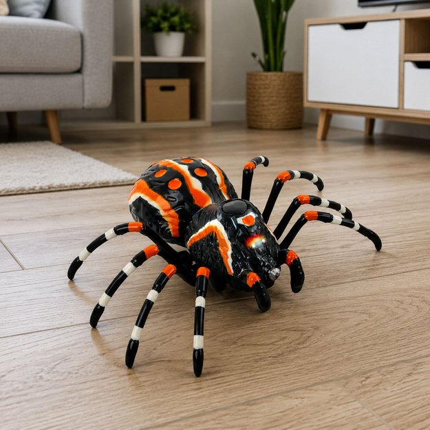 Nuotoliniu būdu valdomas voras Tarantulas infraraudonųjų spindulių juodas R/C ST