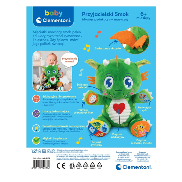 Educational Talking Musical Friendly Dragon Polish Language Clementoni 50938 5