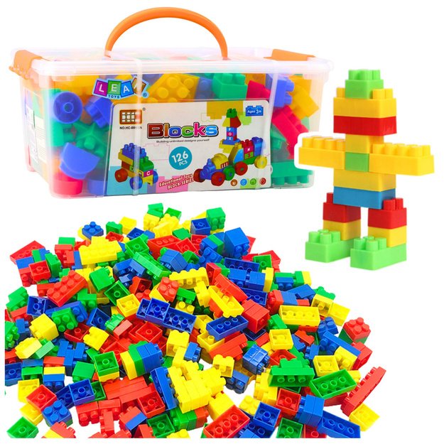 BUILDING BLOCKS IN A BOX - 126 PIECES - A COLORFUL SET FOR CHILDREN