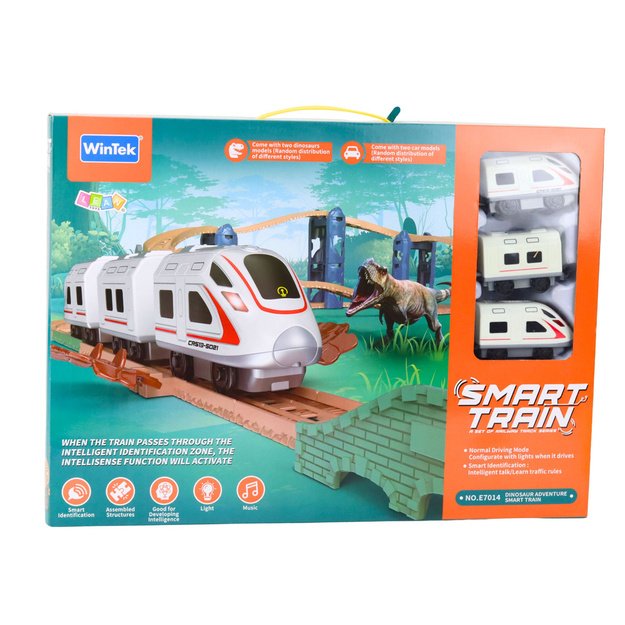 Elektrinis traukinys su dinozaurais, šviesomis ir garsais, 76 cm modelis