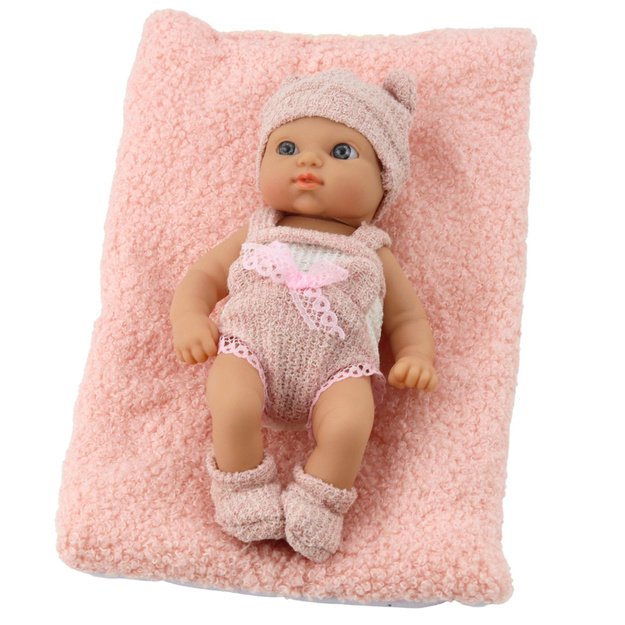 Baby Doll with Blanket, White and Pink Clothes, Hat, 18 cm 1