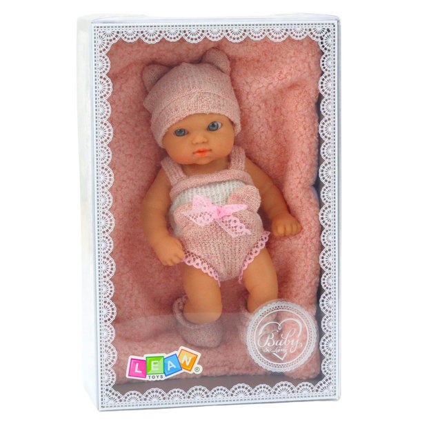 Baby Doll with Blanket, White and Pink Clothes, Hat, 18 cm 3