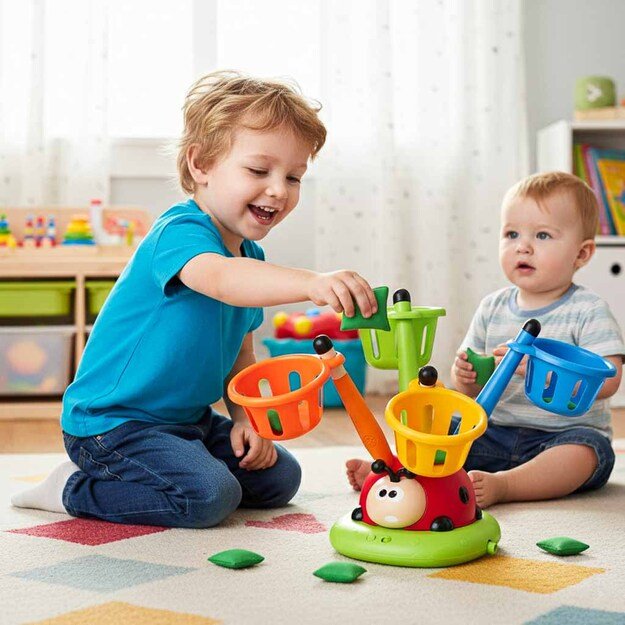 Vaikų įgūdžių žaidimas praleidimo virvės paleidimo įtaisas taikinys mesti boružėlę 4in1 18