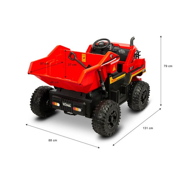BATTERY VEHICLE TOY TIPPER TRUCK TANK RED 23