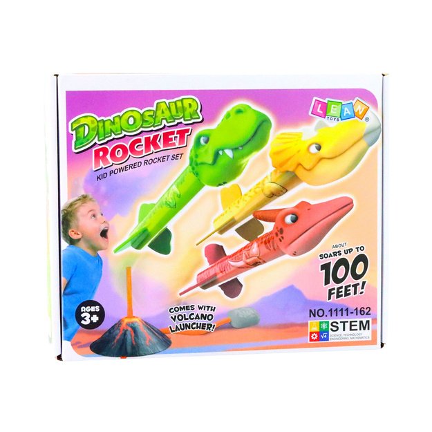 Dinosaur Volcano Launcher Set Foam Rockets Colorful 4