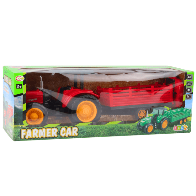 RC Remote Controlled Farm Tractor With Trailer Red 3